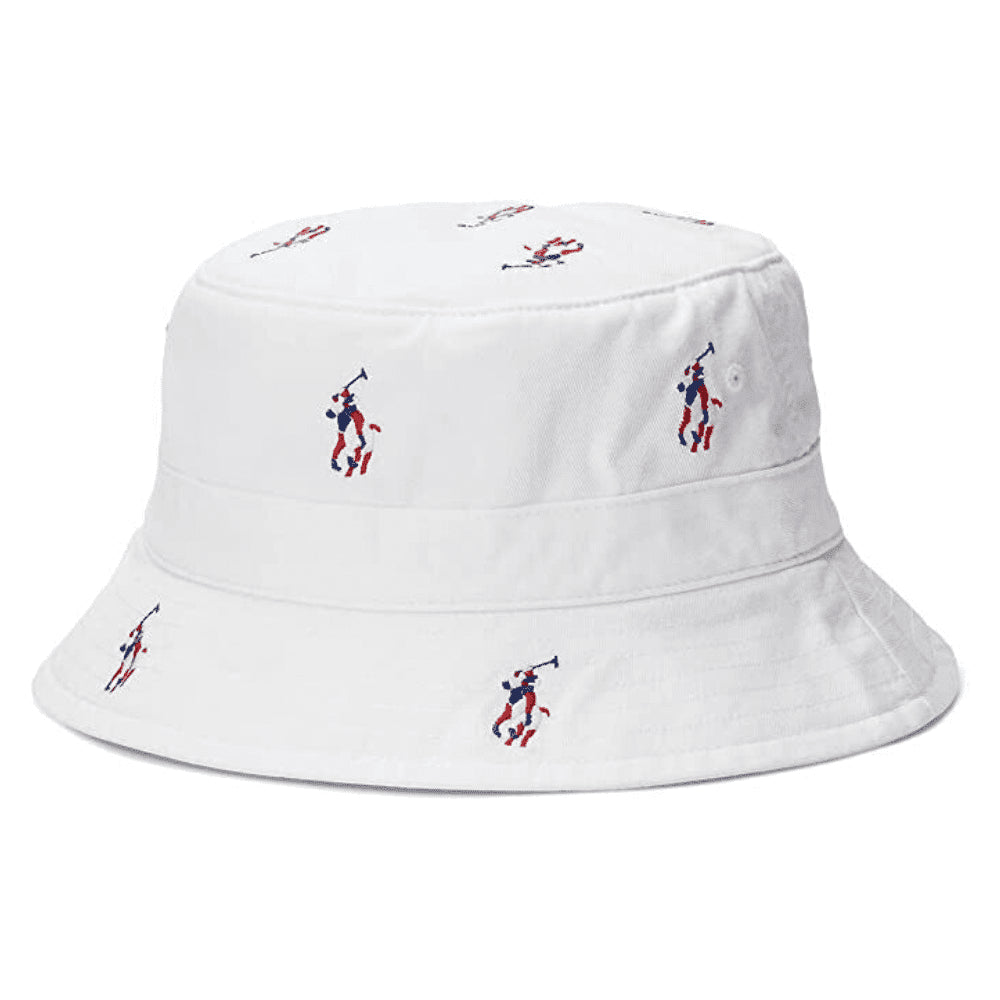 Chapéu Bucket Polo Ralph Lauren Signature Pony Masculino Branco Tamanho Grande
