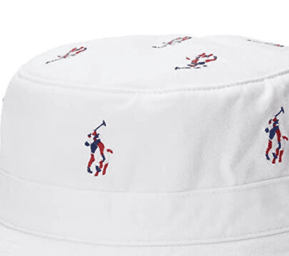 Chapéu Bucket Polo Ralph Lauren Signature Pony Masculino Branco Tamanho Grande