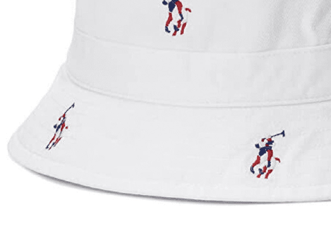 Chapéu Bucket Polo Ralph Lauren Signature Pony Masculino Branco Tamanho Grande