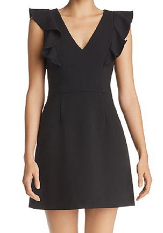 Minivestido feminino French Connection com babados, preto, tamanho 6