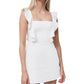 Minivestido feminino French Connection com alças franzidas e babados, branco, tamanho 4