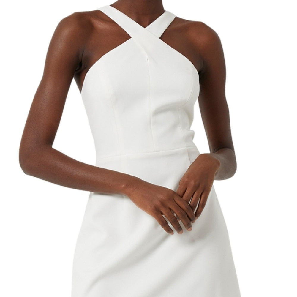 Vestido curto cruzado com decote halter e alças finas, tamanho 8, da French Connection, feminino