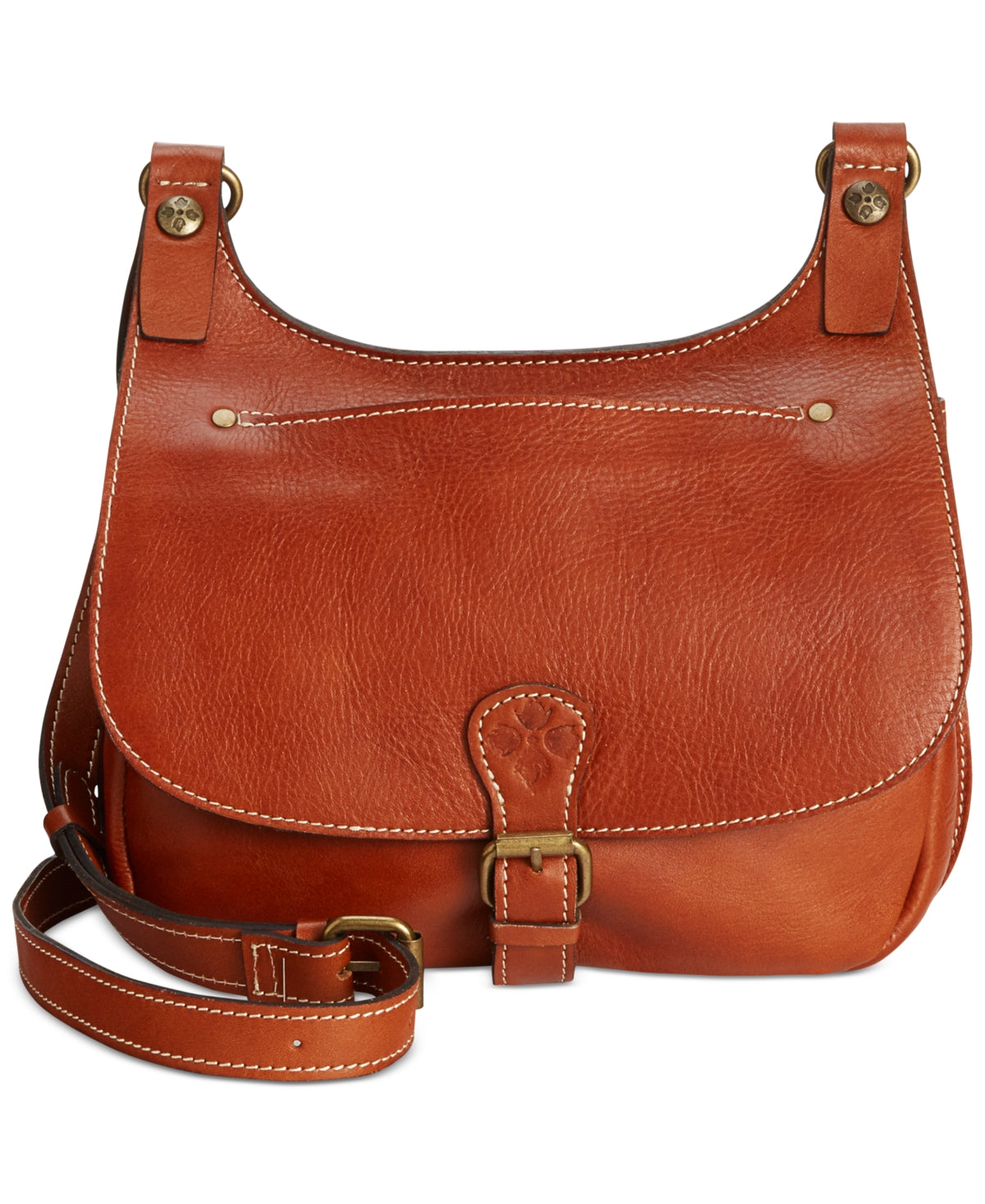 Bolsa Saddle Feminina Patricia Nash London de Couro Liso Marrom Tamanho Regular