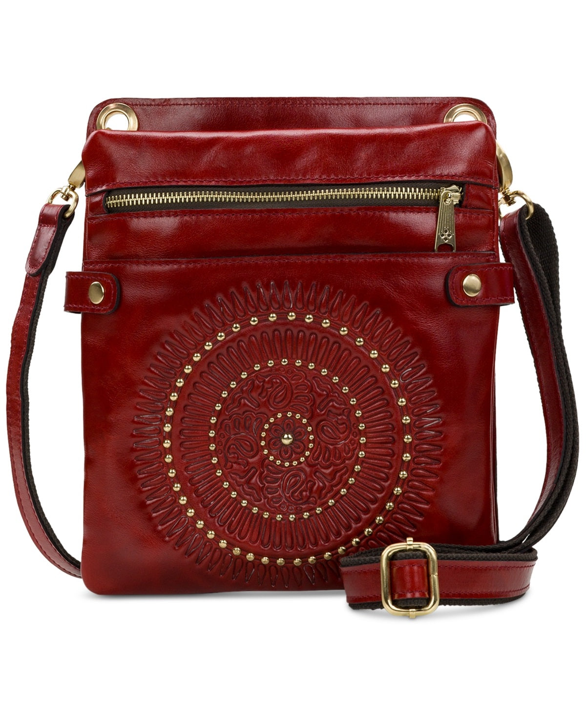 Bolsa transversal de couro Patricia Nash Francesca feminina vermelha tamanho regular