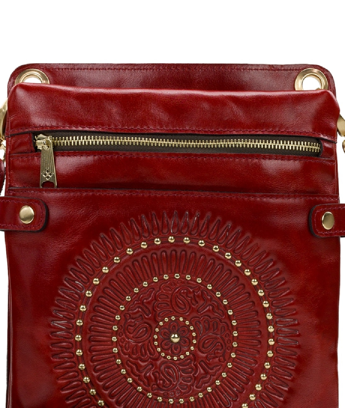 Bolsa transversal de couro Patricia Nash Francesca feminina vermelha tamanho regular