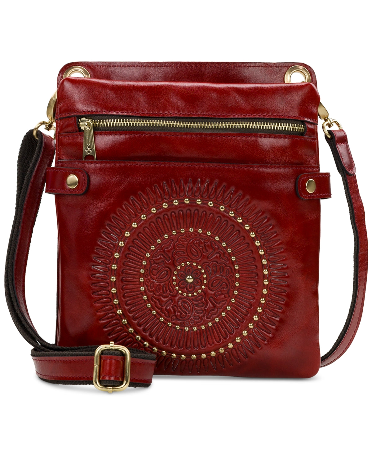 Bolsa transversal de couro Patricia Nash Francesca feminina vermelha tamanho regular