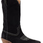 Botas de cowboy femininas Patricia Nash de camurça, bico fino, cano médio, pretas, tamanho 5,5 M