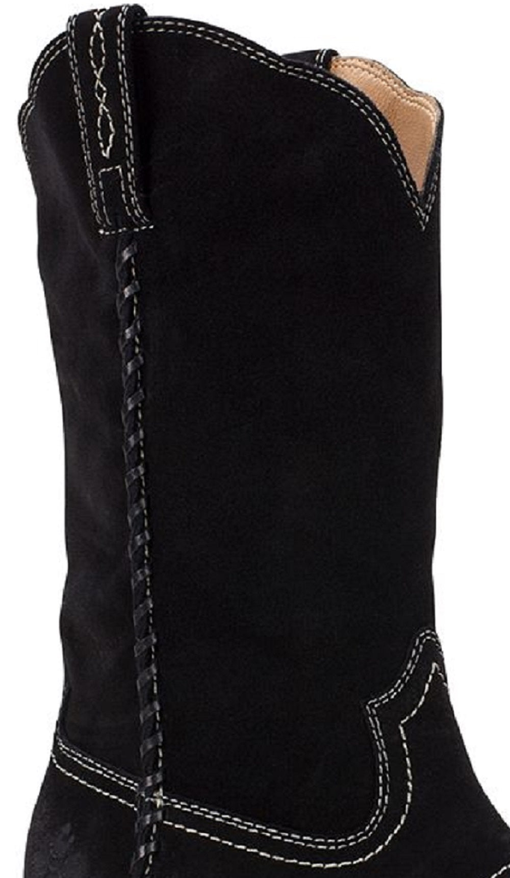 Botas de cowboy femininas Patricia Nash de camurça, bico fino, cano médio, pretas, tamanho 5,5 M