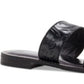 Sandálias femininas Patricia Nash Flair Leather com bico aberto, casuais, pretas, tamanho 5,5M
