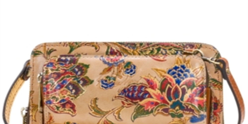 Bolsa transversal feminina Patricia Nash French Tapestry Andria em couro marrom, tamanho regular