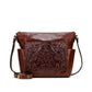 Bolsa transversal feminina Patricia Nash Aveley de couro marrom, tamanho regular