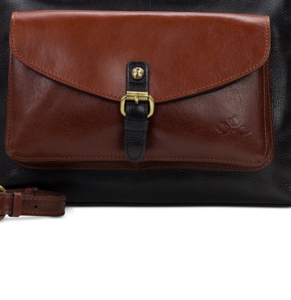 Bolsa transversal feminina Patricia Nash Kirby Colorblocked de couro, preta, tamanho regular