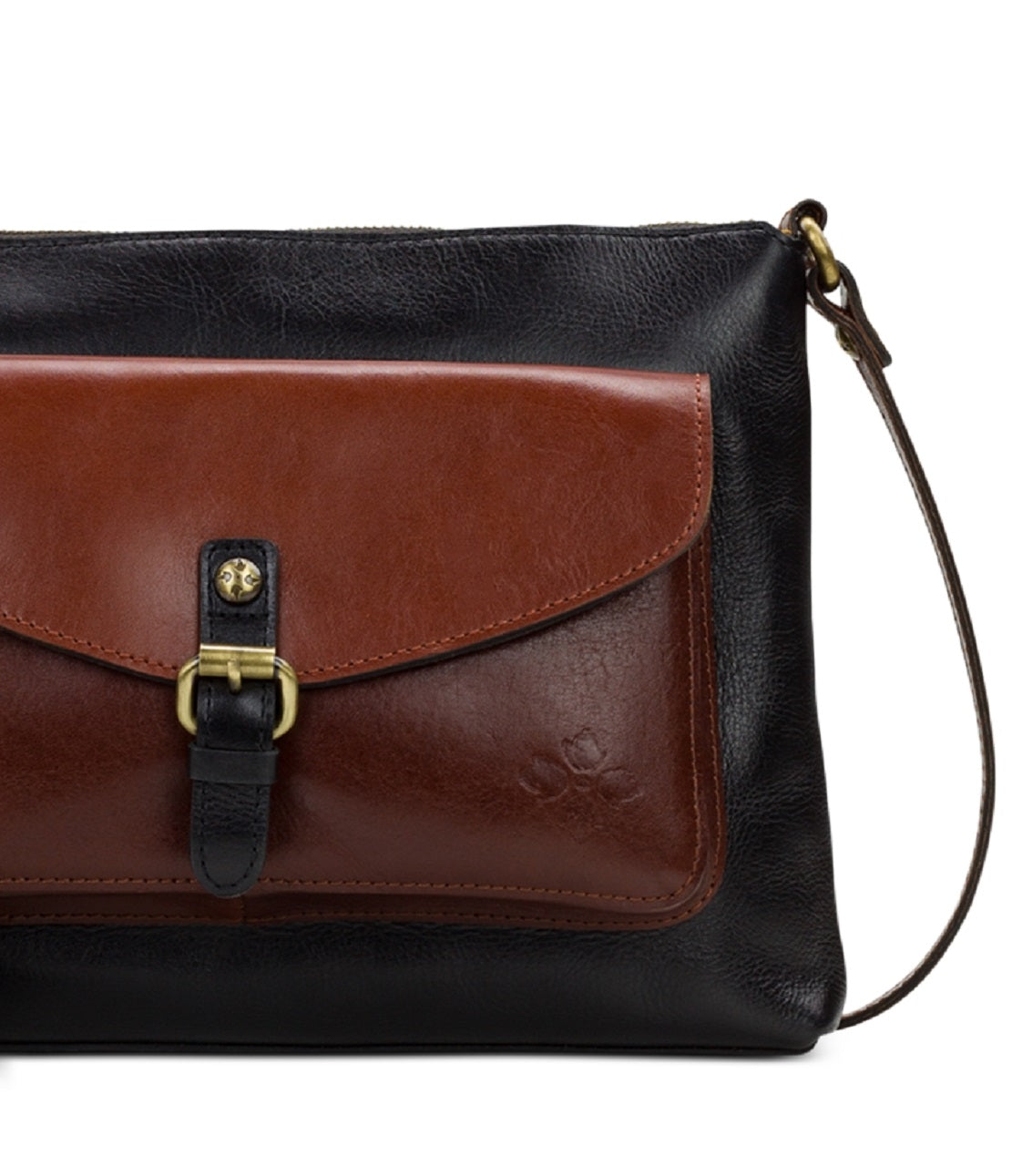 Bolsa transversal feminina Patricia Nash Kirby Colorblocked de couro, preta, tamanho regular