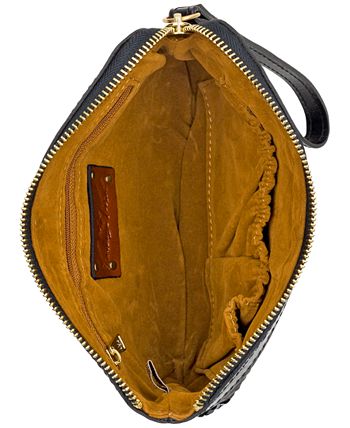 Bolsa de pulso feminina Patricia Nash Cassini de couro com lantejoulas, preta, tamanho regular