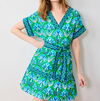 Printfresh - Vestido curto com decote em V Atlântico