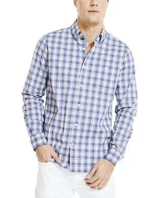 Camisa xadrez elástica Navtech Moisture Wicking Performance Masculina Nautica Azul Tamanho Grande