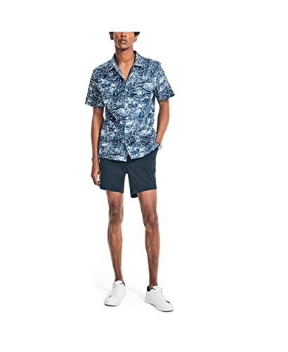 Camisa masculina de manga curta com estampa floral e algodão elástico Nautica, tamanho X-S