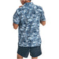 Camisa masculina de manga curta com estampa floral e algodão elástico Nautica, tamanho X-S