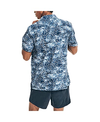 Camisa masculina de manga curta com estampa floral e algodão elástico Nautica, tamanho X-S