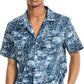 Camisa masculina de manga curta com estampa floral elástica Nautica, tamanho grande, azul