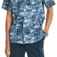 Camisa masculina de manga curta com estampa floral elástica Nautica, tamanho grande, azul