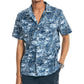Camisa masculina de manga curta com estampa floral elástica Nautica, tamanho grande, azul