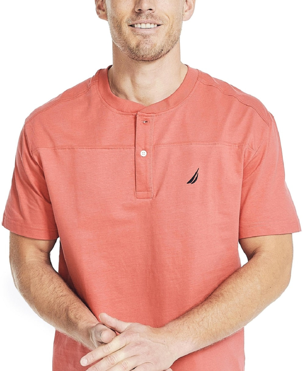Camisa Henley Masculina Nautica Lisa Vermelha Tamanho Médio