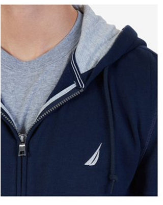 Moletom com capuz masculino Nautica com zíper azul tamanho 4XL