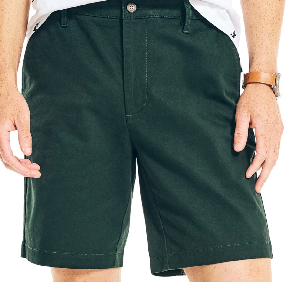 Calções de convés Nautica Stretch Classic Fit para homem, verde, tamanho 30