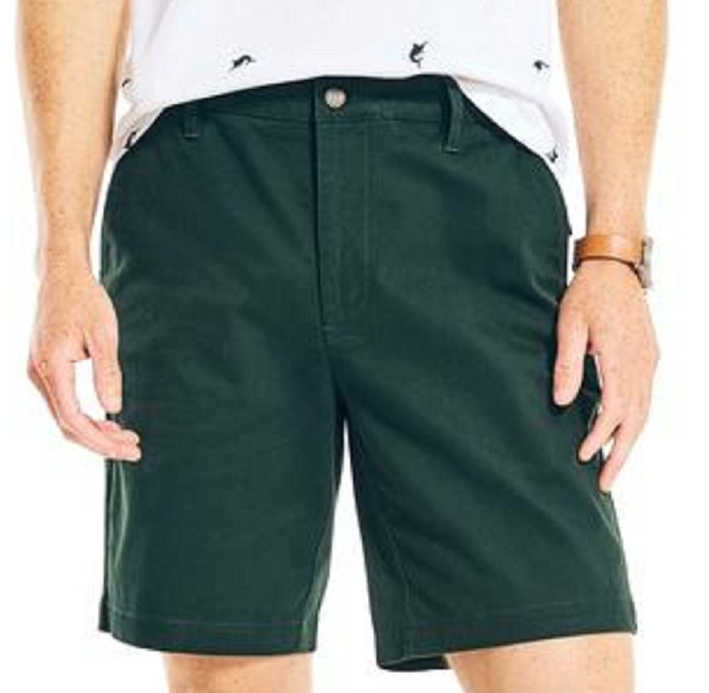 Calça Chino Stretch Classic Fit Masculina Nautica, Frente Lisa, Verde, Tamanho 36