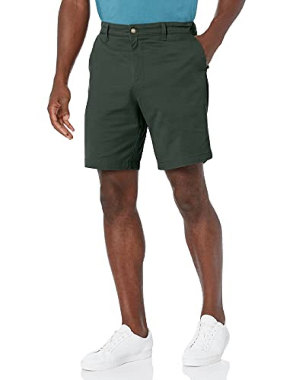 Calça Chino Stretch Classic Fit Masculina Nautica, Frente Lisa, Verde, Tamanho 38