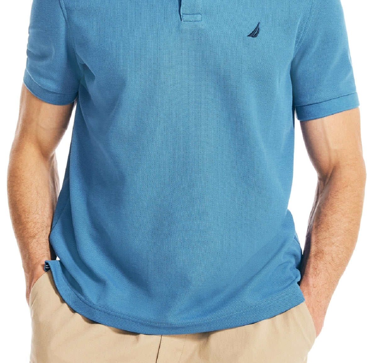Camisa polo masculina Nautica, modelo Classic Fit, convés, azul, tamanho pequeno