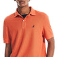 Camisa polo masculina Nautica, convés, com caimento clássico, convés, laranja, tamanho pequeno