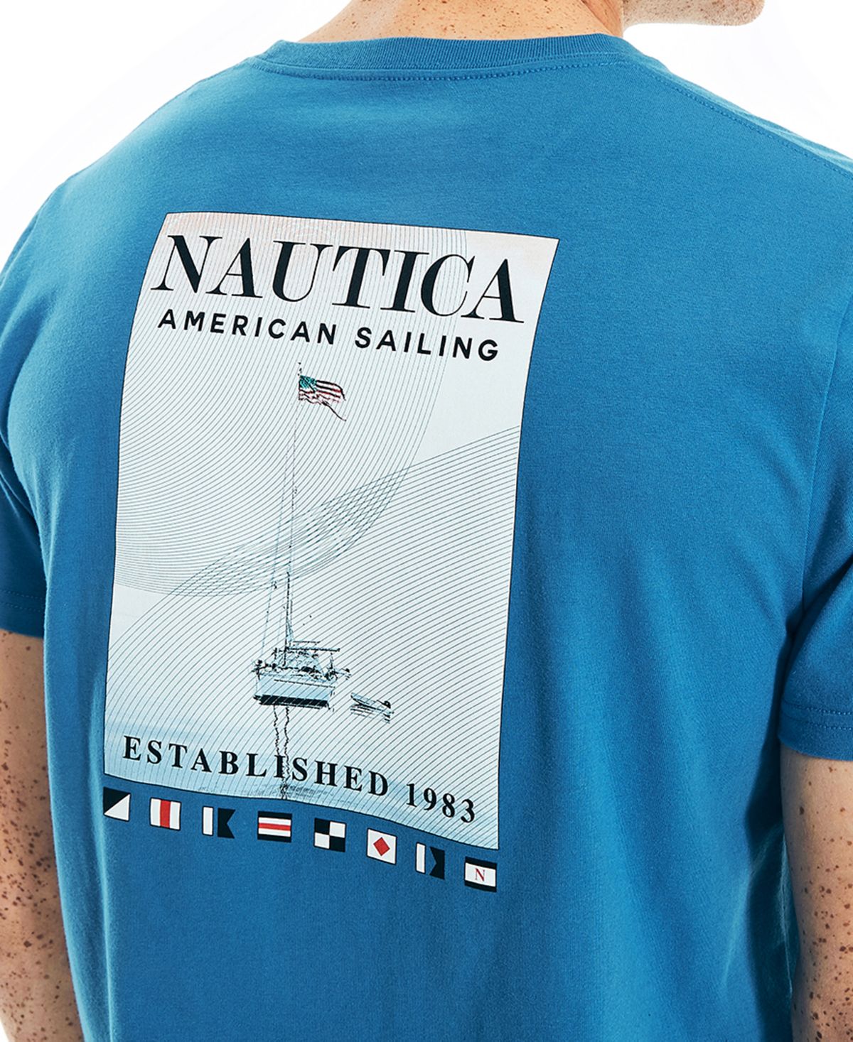 Camiseta gráfica masculina Nautica Sailing, azul, tamanho médio