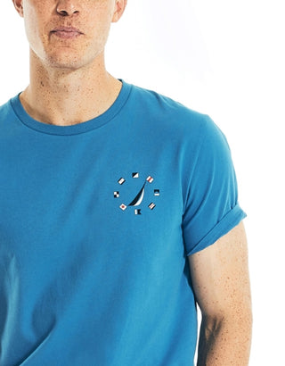 Camiseta gráfica masculina Nautica Sailing, azul, tamanho médio
