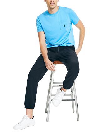Camiseta masculina Nautica Classic Fit Solid com gola redonda e bolso, azul, tamanho X-G