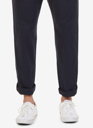 Calça de sarja frontal plana Nautica masculina, tamanho 60x30, azul, âncora grande e alta