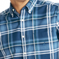 Camisa Oxford Xadrez Elástica de Manga Curta Classic Fit Masculina Nautica Azul Tamanho P