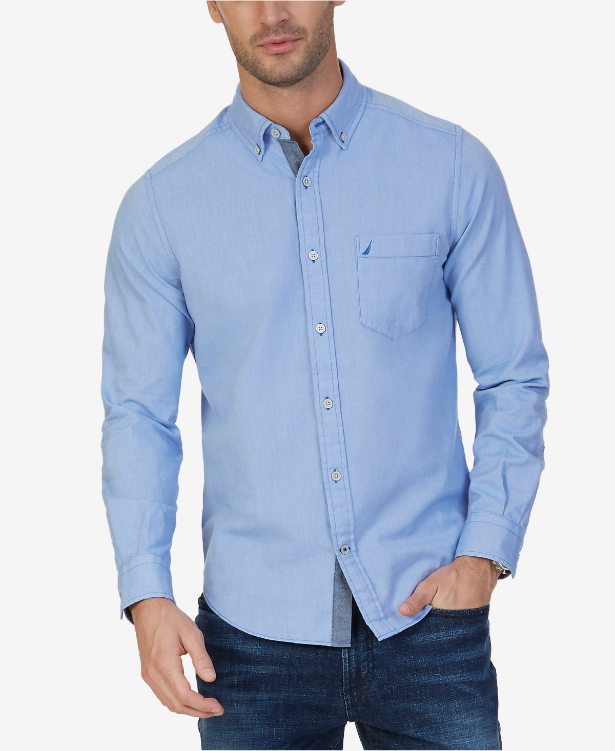 Camisa Oxford Grande e Alta Masculina Nautica Azul Tamanho XXXX-G