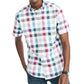 Camisa Oxford Xadrez Elástica de Manga Curta Classic Fit Masculina Nautica Branca Tamanho Médio