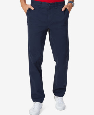 Calça de convés chino Nautica masculina, ajuste clássico, elástica, lisa, frente plana, azul, tamanho 30x30