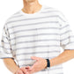 Camiseta masculina Nautica, tamanho grande, com ajuste solto e gola redonda, listrada e bolso, branca, tamanho grande