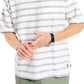 Camiseta masculina Nautica, tamanho grande, com ajuste solto e gola redonda, listrada e bolso, branca, tamanho grande