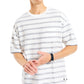Camiseta masculina Nautica, tamanho grande, com ajuste solto e gola redonda, listrada e bolso, branca, tamanho grande