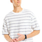 Camiseta masculina Nautica com ajuste solto, gola redonda e bolso listrado, branca, tamanho extragrande