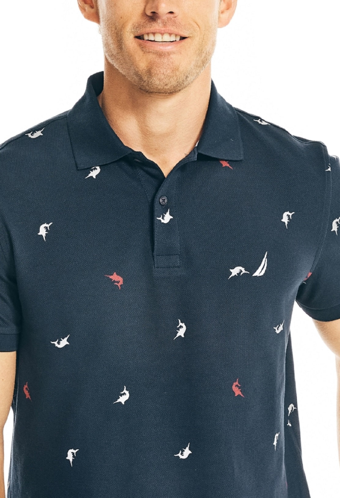 Polo Nautica Masculino com Estampa Critter, Feito de Forma Clássica e Sustentável, Azul, Tamanho Grande