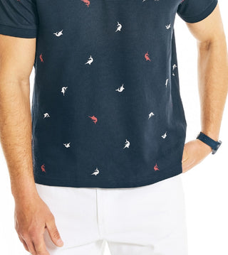 Polo Nautica Masculino com Estampa Critter, Feito de Forma Clássica e Sustentável, Azul, Tamanho Grande