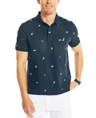 Polo Nautica Masculino com Estampa Critter, Feito de Forma Clássica e Sustentável, Azul, Tamanho Grande