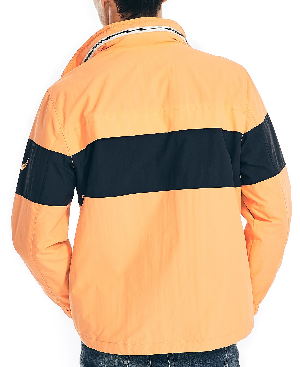 Jaqueta leve com capuz Nautica Colorblock masculina, laranja, tamanho grande