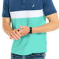 Camisa polo masculina Nautica com blocos de cores, azul, tamanho grande